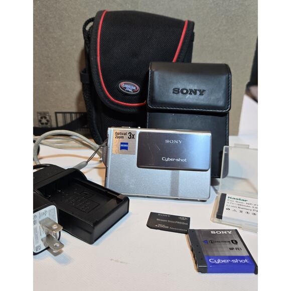 Sony Other - Sony Cyber-shot DSC-T7 Silver Y2K Digicam Bundle 256 Memory Stick Charger TESTED